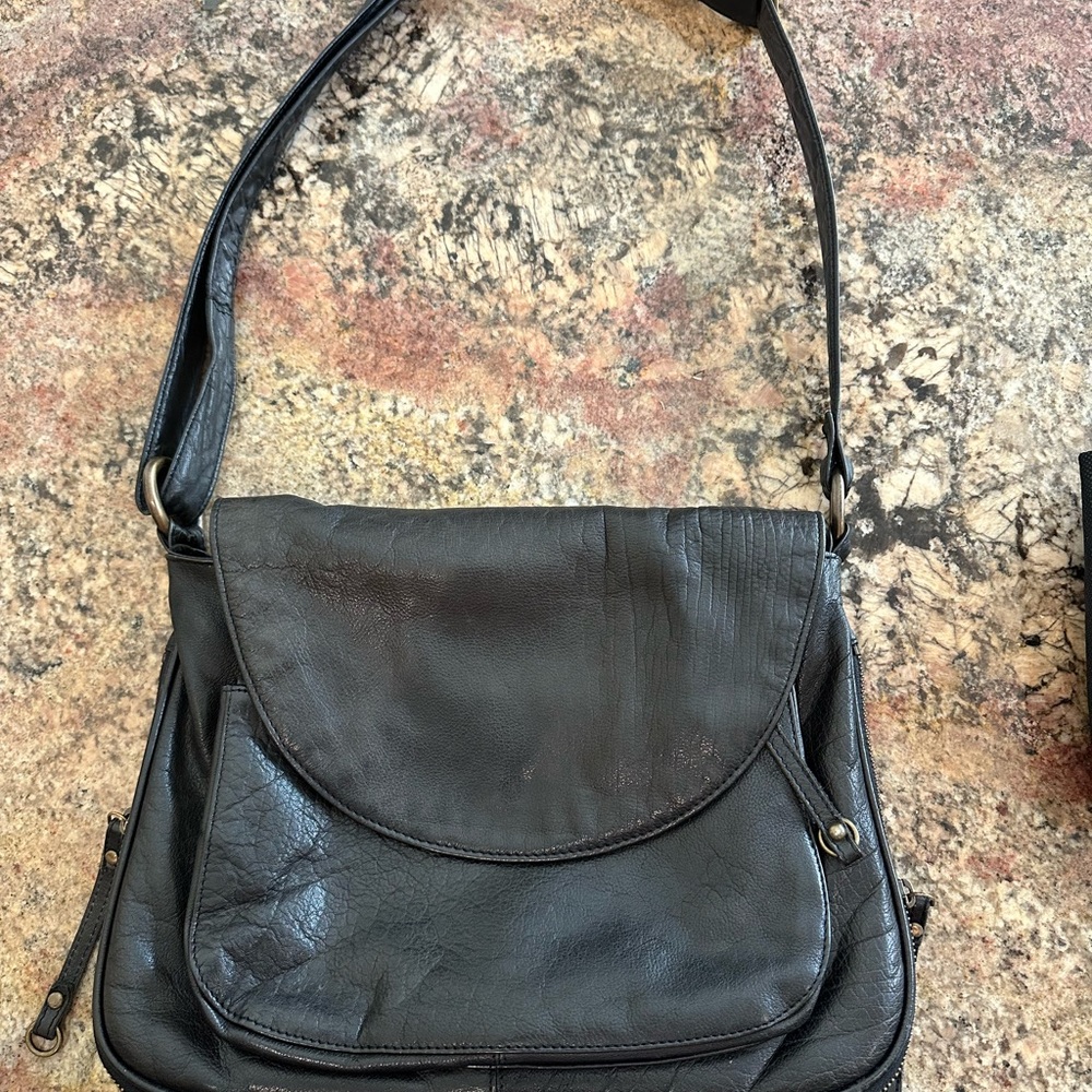Latico Black Leather Shoulder Bag